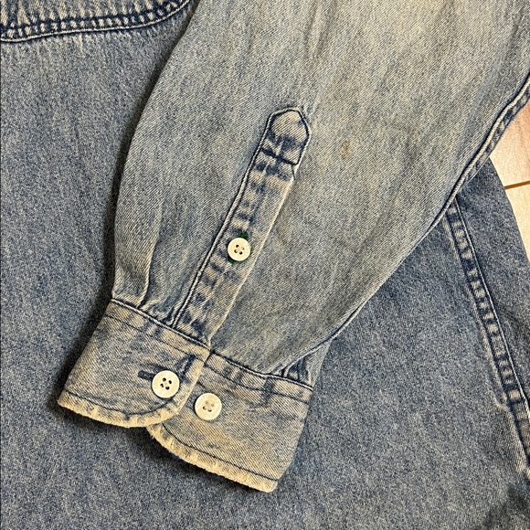 Vintage Tommy Hilfiger Classic Wash Blue Denim Shirt Button-Up Sz L - Picture 4 of 9